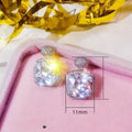 Sparkling Square Zirconia Short Drop Earrings For Women, European Vintage Luxury Ear Studs view 5