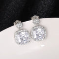 Sparkling Square Zirconia Short Drop Earrings For Women, European Vintage Luxury Ear Studs view 4