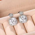 Sparkling Square Zirconia Short Drop Earrings For Women, European Vintage Luxury Ear Studs view 3