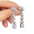 Long Tassel Cubic Zirconia Drop Earrings Geometric Pear Shaped Dangle Earrings For Women view 5