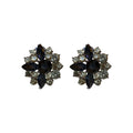 Alloy Flower Stud Earrings With Silver Pins And Rhinestones, French Retro Light Luxury Style view 5