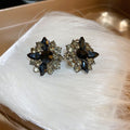 Alloy Flower Stud Earrings With Silver Pins And Rhinestones, French Retro Light Luxury Style view 2