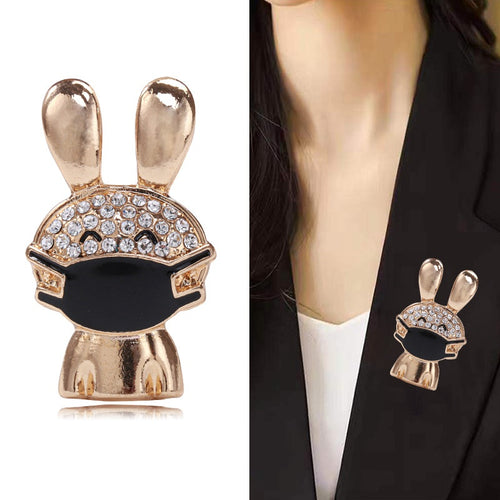 Alloy Masked Rabbit Brooch Pin For Women Suit Decoration