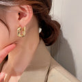 Real Gold Plated Twisted Geometric U Shape Metal Earrings, Western Fashion OL Style For Daily Office Wear view 2