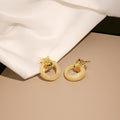 Elegant Vintage Gold Alloy Hollow Circle Studs With Translucent Acrylic Hoop Drop Dangle Earrings view 4