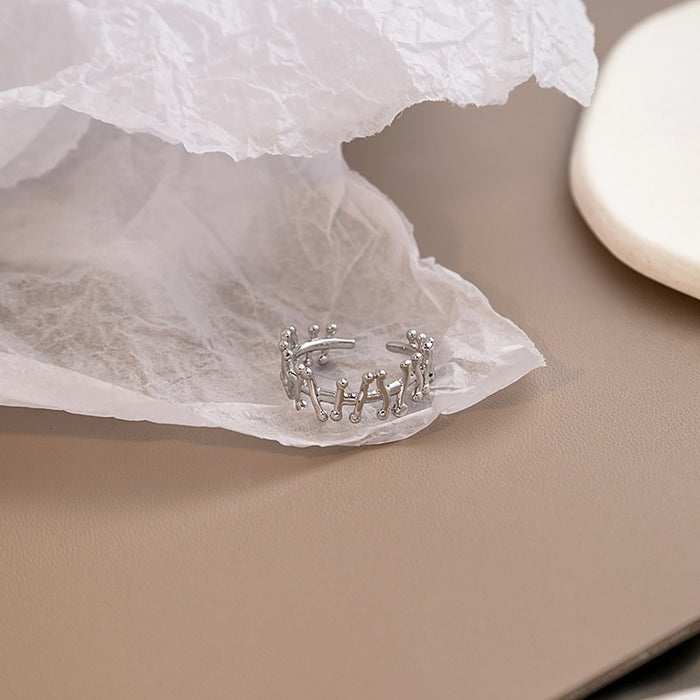 Korean Cool Metal Spliced Irregular Line Open Ring For Women, Creative Niche Adjustable Finger Jewelry