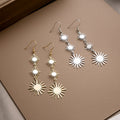 Elegant Vintage Alloy Sunburst Starburst Geometric Irregular Tassel Drop Stud Dangle Earrings view 2