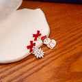 Christmas Tree Snowman Santa Gift Bow Enamel Alloy Stud Drop Holiday Jewelry For Women Earrings view 4