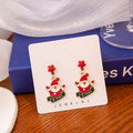 Christmas Tree Snowman Santa Gift Bow Enamel Alloy Stud Drop Holiday Jewelry For Women Earrings view 2