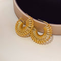 Luxury Gold Alloy Spiral Wire Wrapped Hollow Hoop Statement Fashion Jewelry For Women Party Earrings view 1