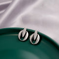 Elegant Silver Alloy Irregular Geometric Tulip Heart Hoop Drop Stud Pendant Fashion Earrings view 3