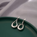 Elegant Silver Alloy Irregular Geometric Tulip Heart Hoop Drop Stud Pendant Fashion Earrings view 2