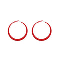 Korean Minimalist Red Geometric Metal Hoop Earrings With Silver Needle Post view 5