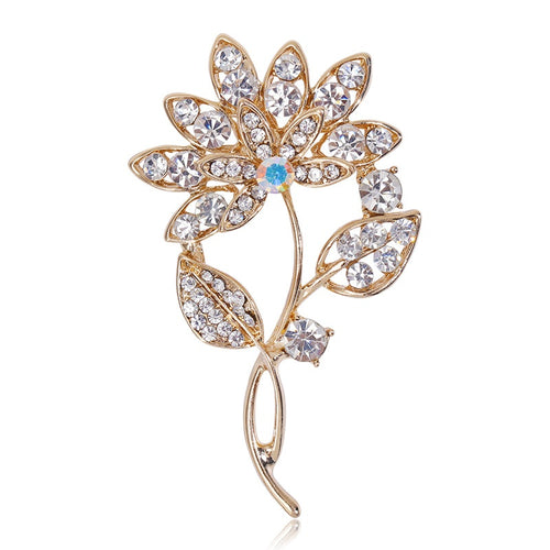 Alloy Rhinestone Flower Brooch For Sweet Fashion Jewelry Accessories