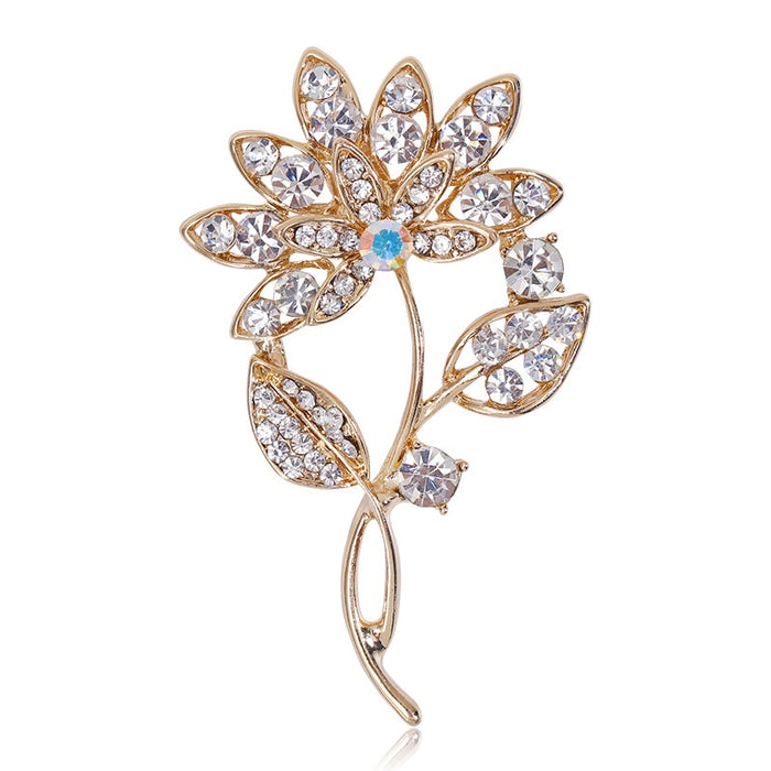 Alloy Rhinestone Flower Brooch For Sweet Fashion Jewelry Accessories