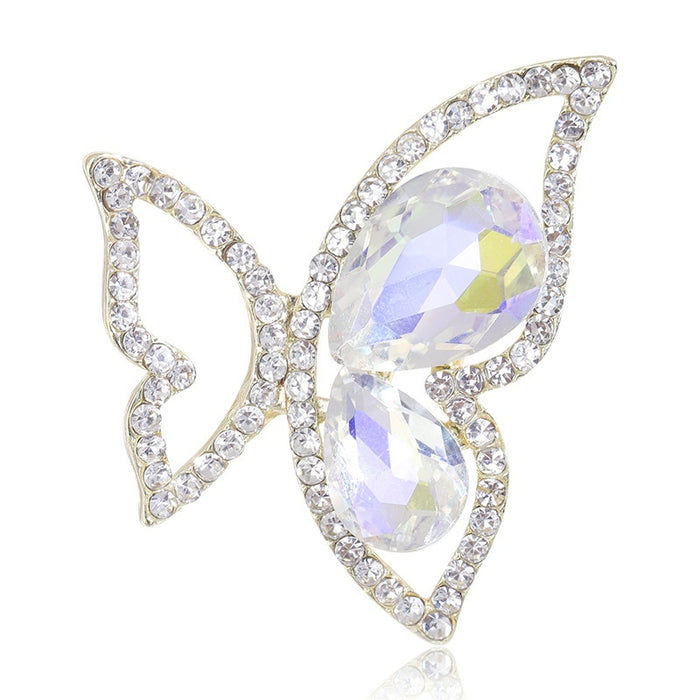 Fashion Alloy Rhinestone Butterfly Brooch Pin For Garment Accessories