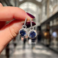 Luxury Sapphire Blue Zircon Long Drop Earrings For Women, Elegant Valentine's Day Jewelry Gift view 4