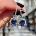 Luxury Sapphire Blue Zircon Long Drop Earrings For Women, Elegant Valentine's Day Jewelry Gift view 3