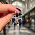 Luxury Sapphire Blue Zircon Long Drop Earrings For Women, Elegant Valentine's Day Jewelry Gift view 2