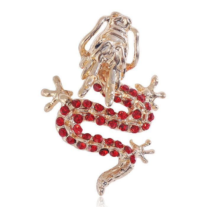 Alloy Rhinestone Chinese Dragon Brooch Pin For Coat Lapel