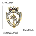 Alloy Rhinestone Crown Lion Shield Brooch For Men And Women view 6
