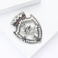 Alloy Rhinestone Crown Lion Shield Brooch For Men And Women view 4