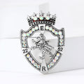 Alloy Rhinestone Crown Lion Shield Brooch For Men And Women view 3