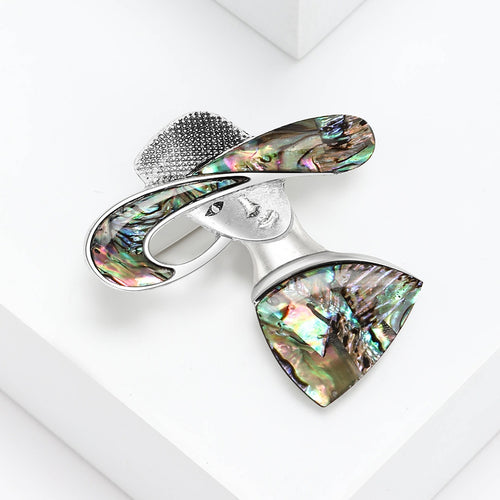 Alloy Shell Straw Hat Lady Brooch Pin For Elegant Clothing Decoration