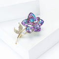 Copper Zircon Crystal Rose Brooch Pin For Women's Fashion Clothing view 3
