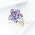 Copper Zircon Crystal Rose Brooch Pin For Women's Fashion Clothing view 4