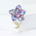 Copper Zircon Crystal Rose Brooch Pin For Women's Fashion Clothing view 2
