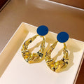 Elegant French Irregular Teardrop Wrinkled Gold Alloy Statement Stud Drop Dangle Womens Fashion Earrings view 3