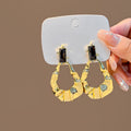 Elegant French Irregular Teardrop Wrinkled Gold Alloy Statement Stud Drop Dangle Womens Fashion Earrings view 2