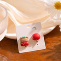 2023 Autumn Winter Silver Needle Christmas Series Enamel Cartoon Character Knot Stud Earrings view 2