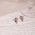 Elegant French Four-Point Star Studs With Purple Zircon Rhinestone Micro Pave Alloy Fashion Earrings view 3