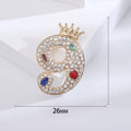 Alloy Rhinestone Crown Number Brooch Pin For Suits view 5