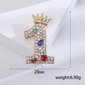 Alloy Rhinestone Crown Number Brooch Pin For Suits view 6