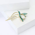 Copper Zircon Magnolia Flower Brooch Pin For Elegant Womens Apparel view 4