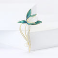 Copper Zircon Magnolia Flower Brooch Pin For Elegant Womens Apparel view 2