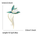 Copper Zircon Magnolia Flower Brooch Pin For Elegant Womens Apparel view 5