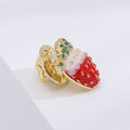Alloy Zircon Enamel Strawberry Brooch Pin For Sweet Apparel Decor view 4
