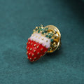 Alloy Zircon Enamel Strawberry Brooch Pin For Sweet Apparel Decor view 3