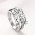 Sparkling Micro Pave Zircon Ring Creative Cross Line Design Women Fashion Finger Jewelry view 2