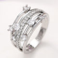 Sparkling Micro Pave Zircon Ring Creative Cross Line Design Women Fashion Finger Jewelry view 1