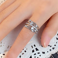 Sparkling Micro Pave Zircon Ring Creative Cross Line Design Women Fashion Finger Jewelry view 4