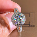 Women's Classic Micro Pave Zircon Round Bezel Ring, Sparkling Eight Hearts Eight Arrows Wedding Band view 5