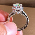 Women's Classic Micro Pave Zircon Round Bezel Ring, Sparkling Eight Hearts Eight Arrows Wedding Band view 4