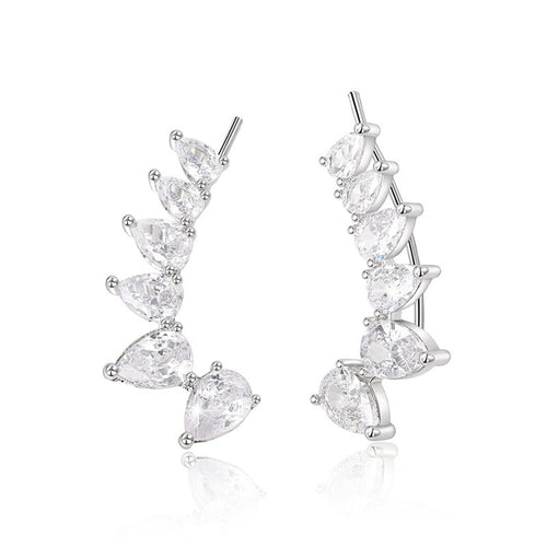 Minimalist Pear Shape Water Drop Zircon Stud Earrings, Korean Japanese Style Fashion Jewelry