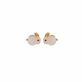 Cute Candy Color Acrylic Bunny Rabbit Studs With Gold Alloy Ears And Rhinestone Eyes Earrings view 5