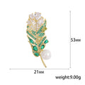 Sparkling Alloy Zircon Feather Brooch Pin For Coats And Suits view 5